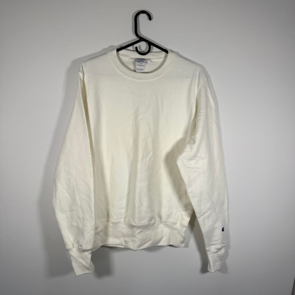 Champion reverse, weave, crewneck off white